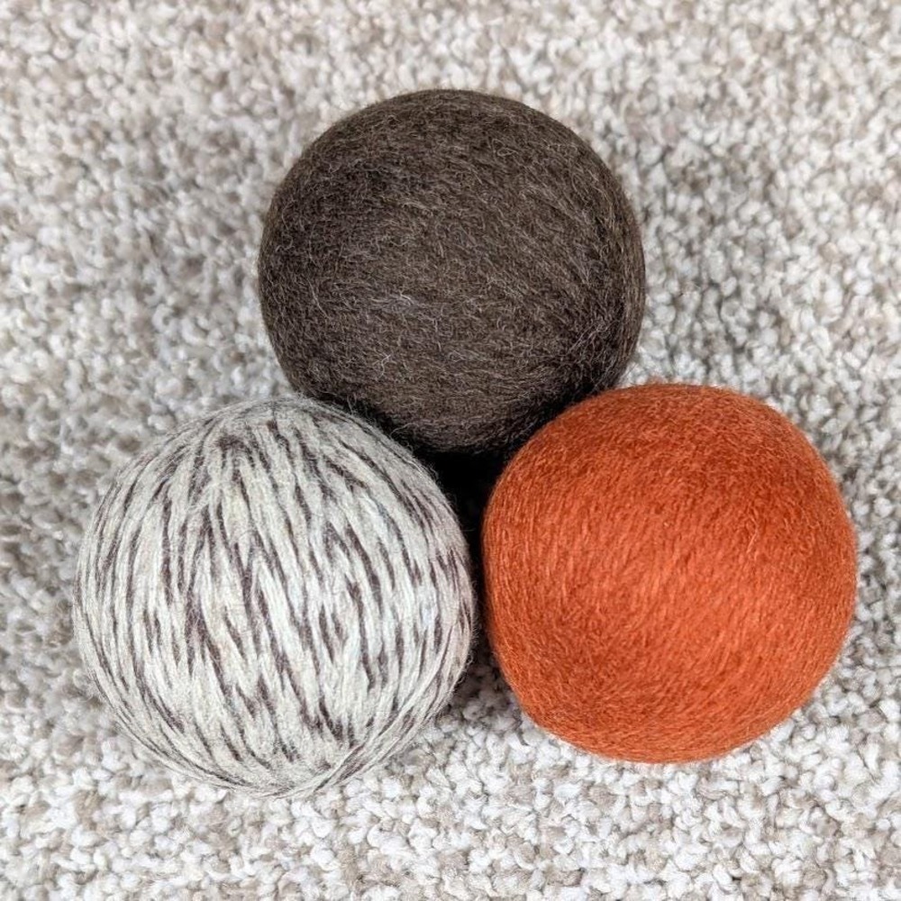 Wool Dryer Balls Brown/Oak Tweed/Pumpkin Reusable Natural‎ Fabric Softener